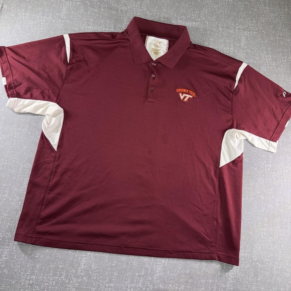 Virginia Tech Hokies Shirt Mens 2XL Maroon NCAA‎ Football Pro Player Polo Golf